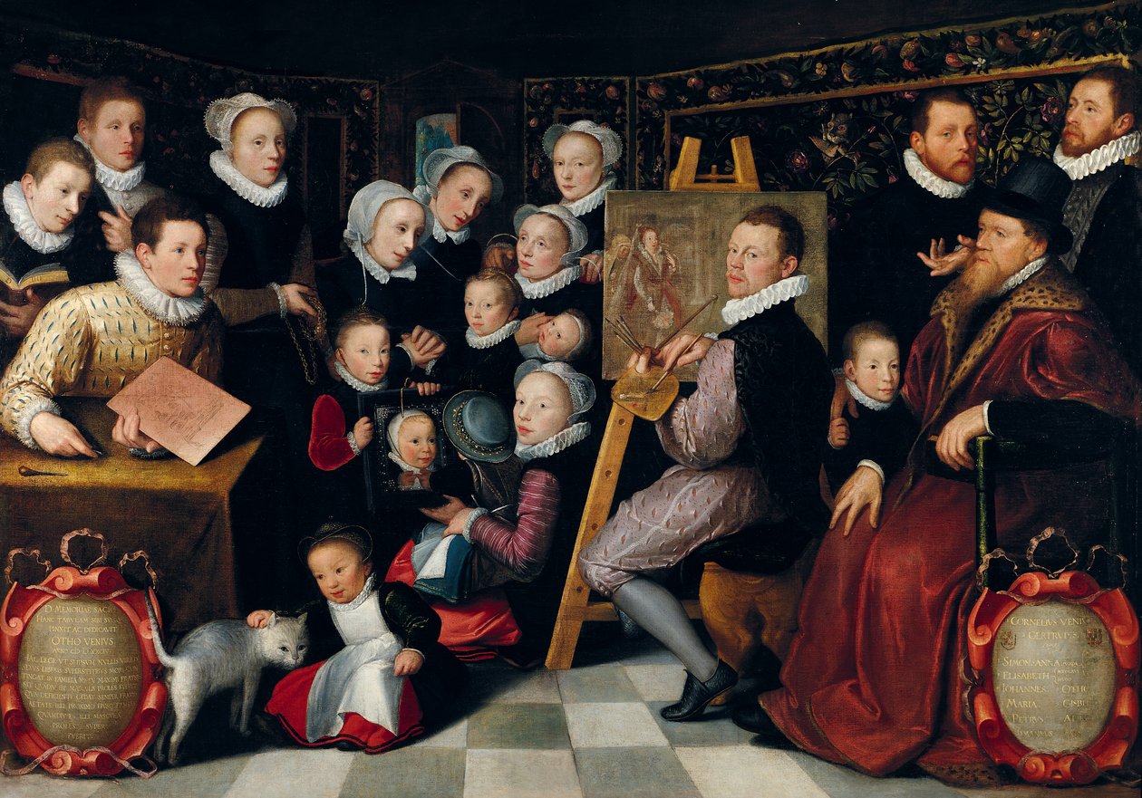 Kunstnermaleriet, omgivet af hans familie, 1584 af Otto van Veen