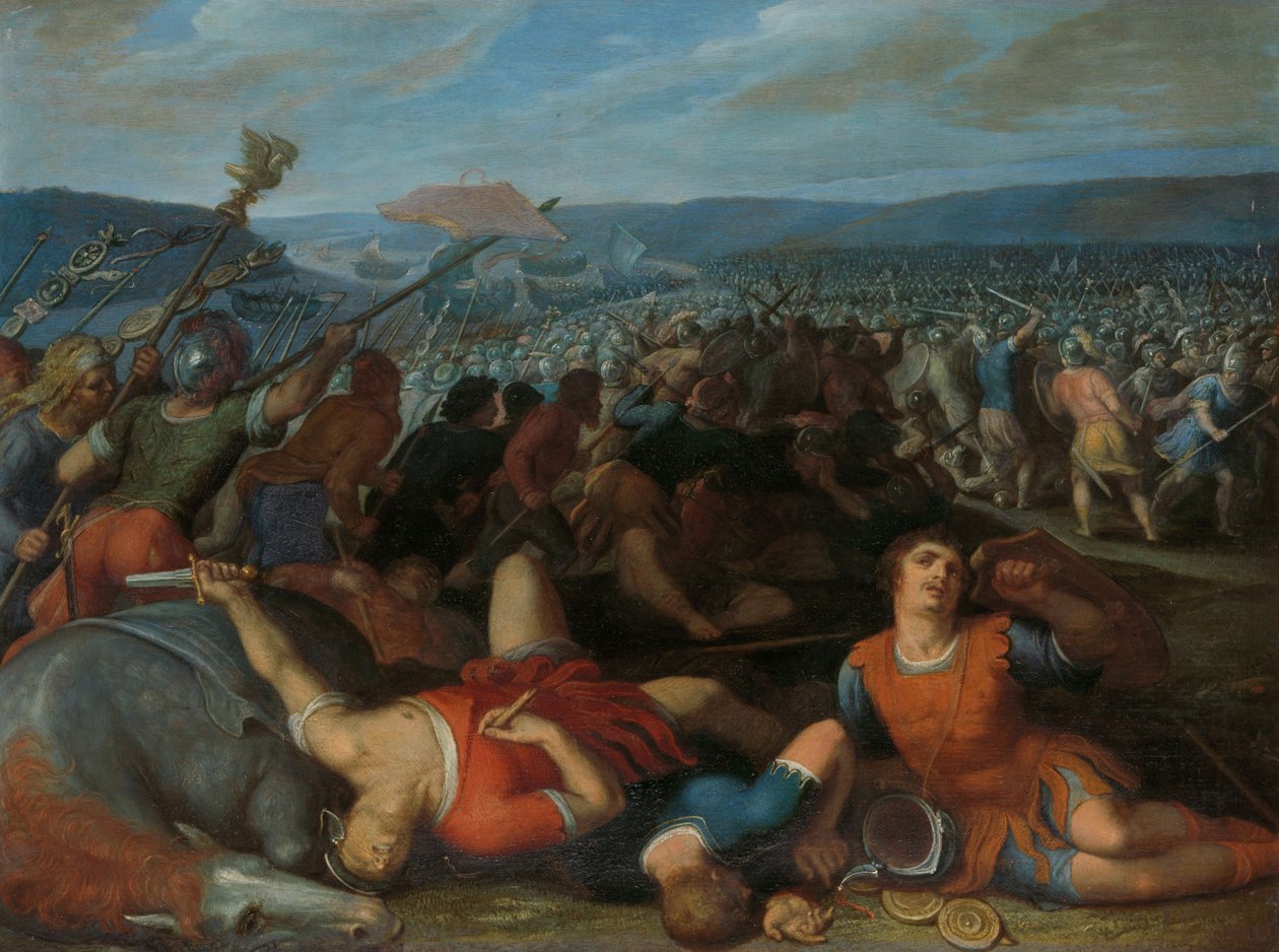 Bataverne besejrer romerne ved Rhinen, 1600-13 af Otto van Veen