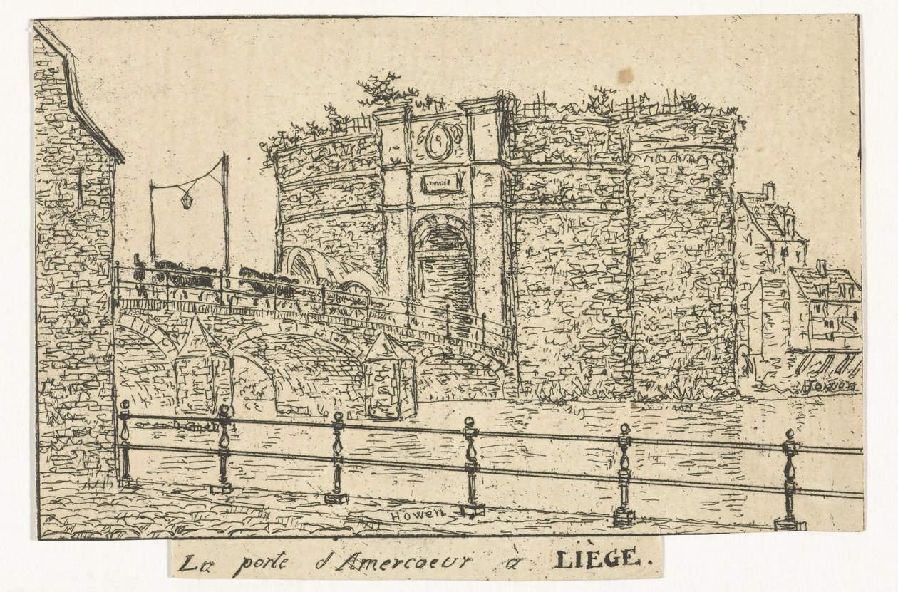 Amercoeurpoort te Luik Amercoeur-porten i Liège (titel på objekt) af Otto Baron Howen