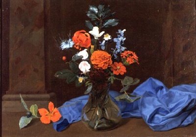 Stilleben af blomster i en glasvase af Otto Didrik (attr.to) Ottesen