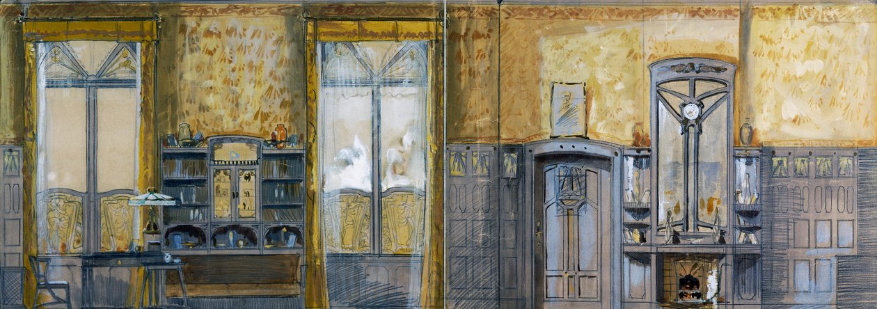 Projekt til undersøgelse af storhertug Ernst Ludwig von Hessen-Darmstadt (1868-1937), designet af Otto Eckmann (1865-1902). 19. århundrede af Otto Eckmann