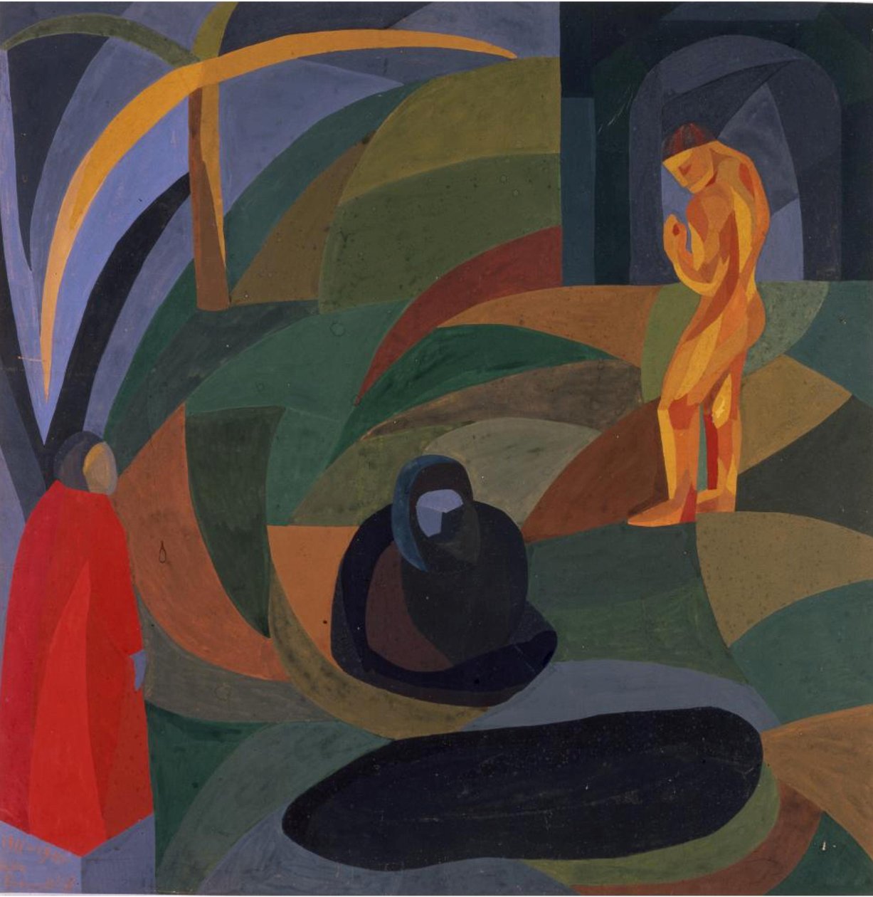 Komposition med tre figurer, 1911-1941. af Otto Freundlich