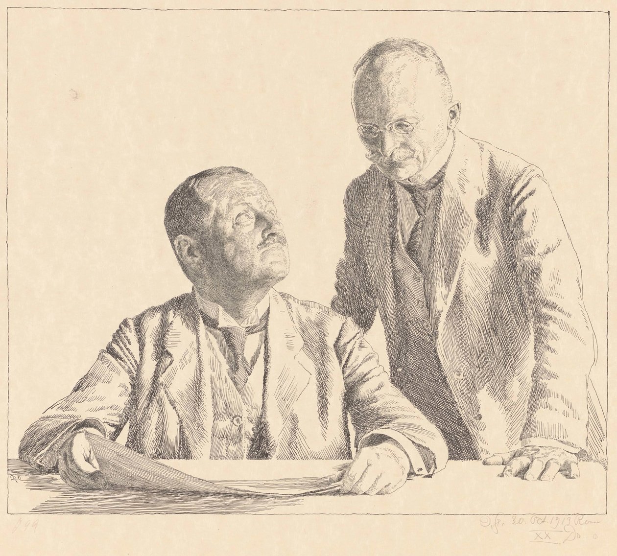 Dobbeltportræt af samlerne Guido von Usedom og Gustav von Houwald Samleren af Otto Greiner (signed by artist)