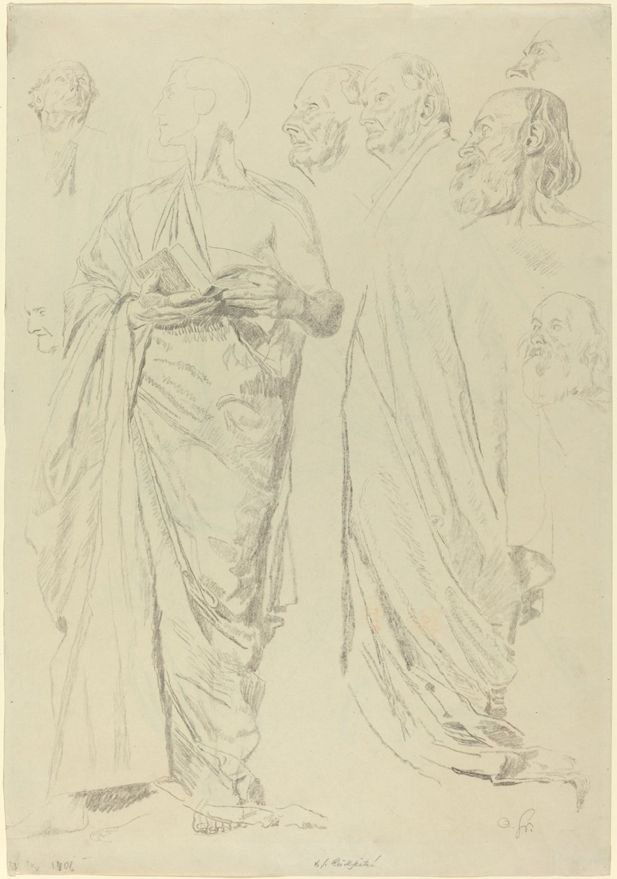 Studier af mænd i Togas [recto] af Otto Greiner