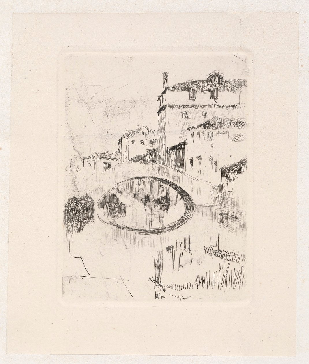 Bro i måneskin, slutningen af det 19.-begyndelsen af det 20. århundrede. af Otto H. Bacher