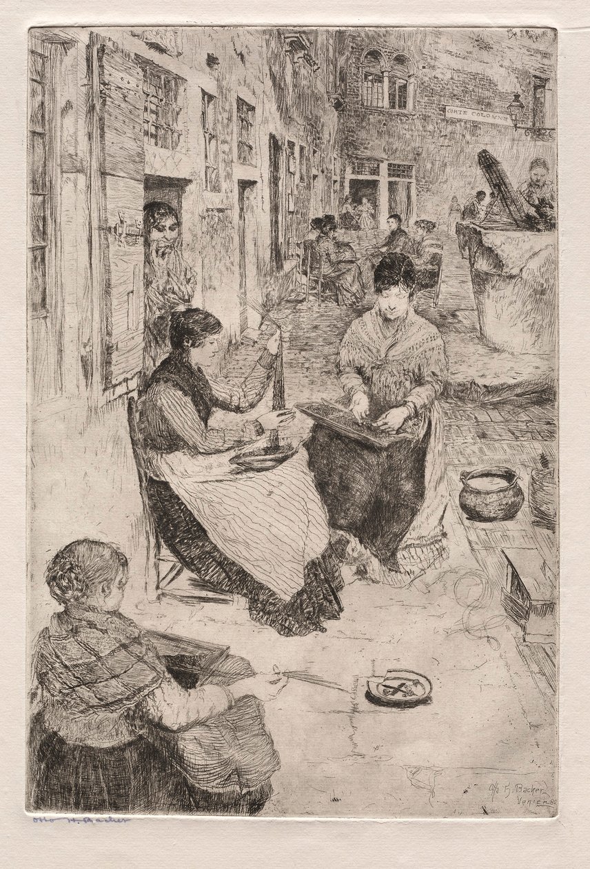 Etchings of Venice: Bead Stringers, 1882. af Otto H. Bacher