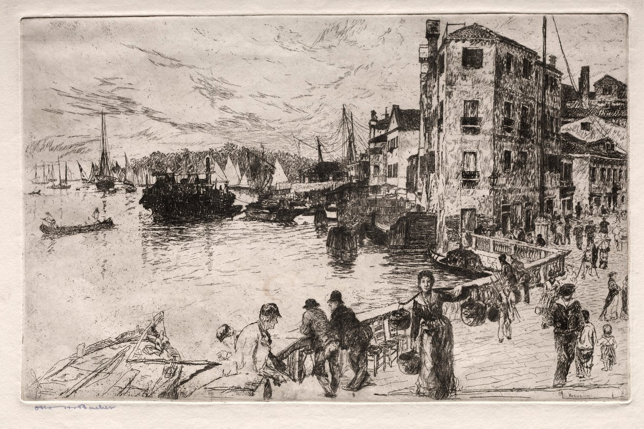 Ætsninger af Venedig: Castello Quarters, Riva, 1800-tallet. af Otto H. Bacher