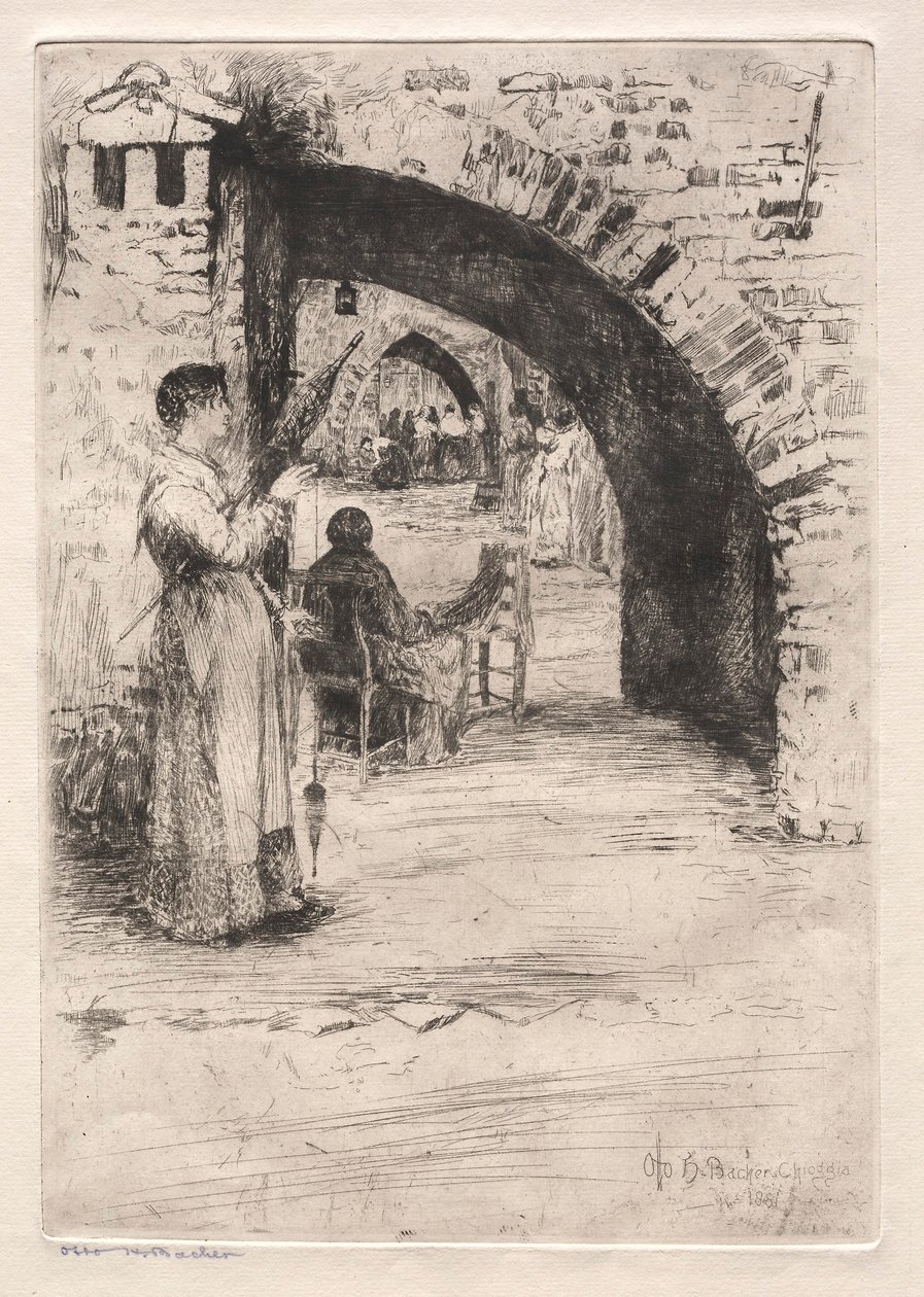 Etchings of Venice: Net Makers, 1881. af Otto H. Bacher