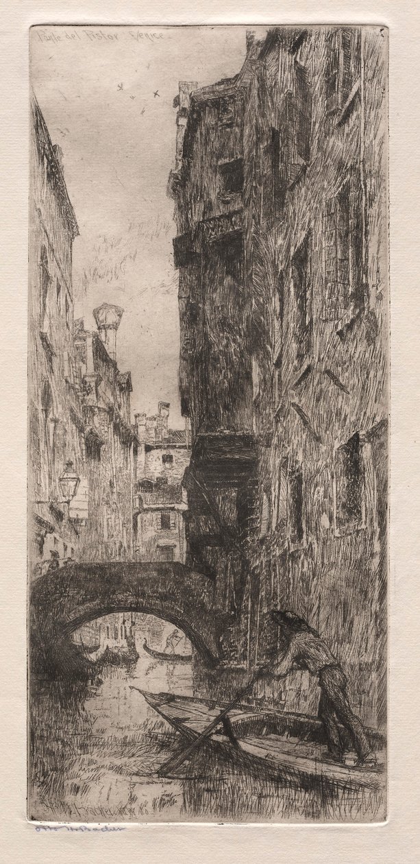 Ætsninger af Venedig: Ponte del Pistor, Venedig, 1880. af Otto H. Bacher