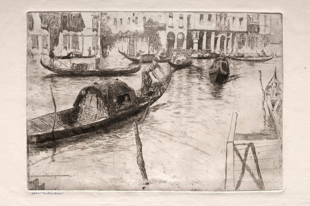 Raderinger af Venedig: Traghetto San Felice af Otto H. Bacher