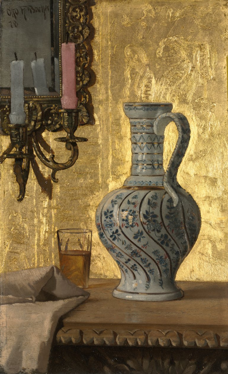 Kande og et glas på et bord, 1878. af Otto H. Bacher