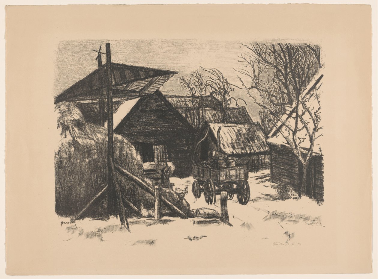 Gård i sneen af Otto Hanrath (signed by artist)