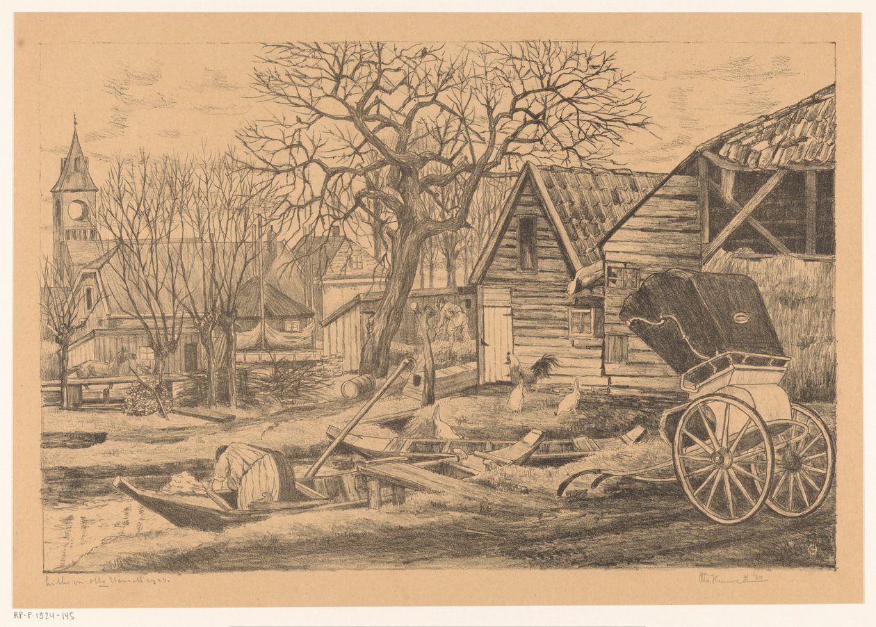 Landsby ved vandet af Otto Hanrath (signed by artist)
