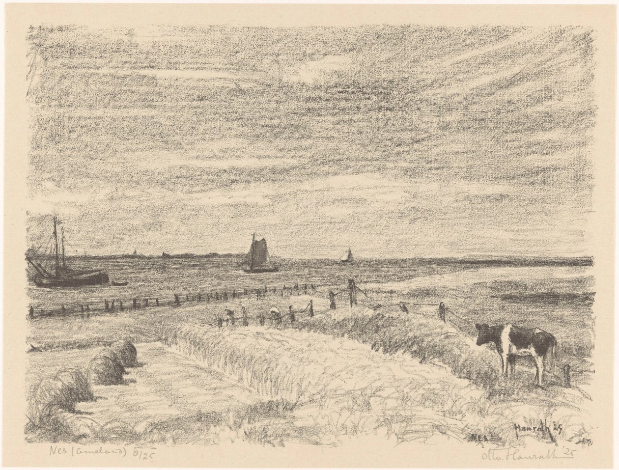 Nes (Ameland) (original titel på objektet) af Otto Hanrath (signed by artist)
