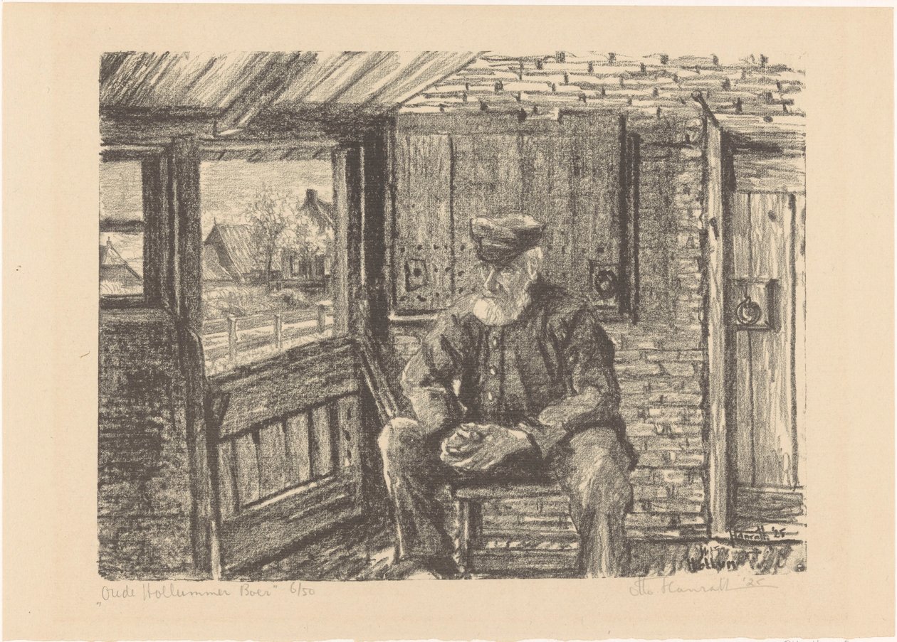 Gammel Hollumer bonde (original titel på objekt) af Otto Hanrath (signed by artist)
