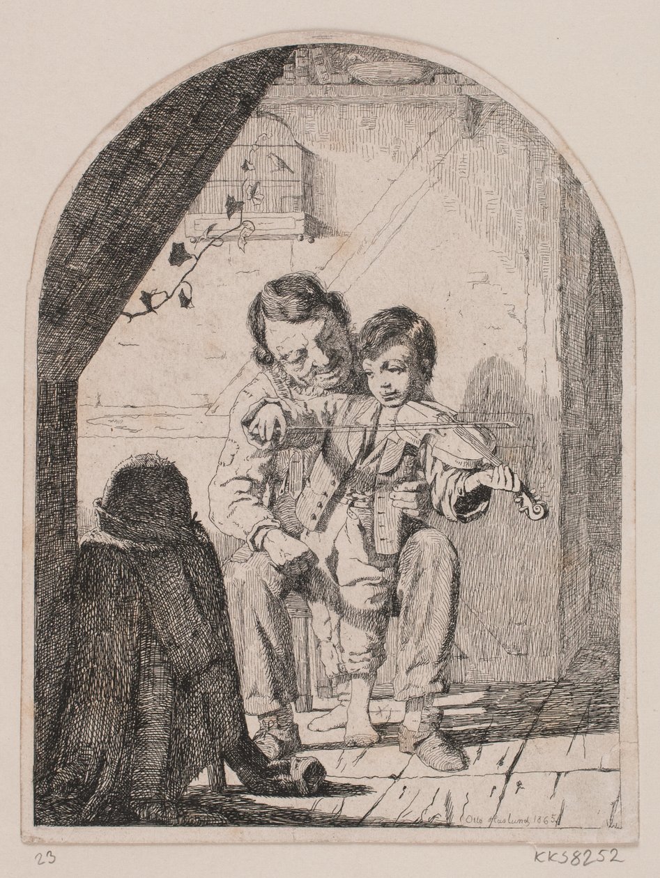 Drengen lærer at spille violin af Otto Haslund