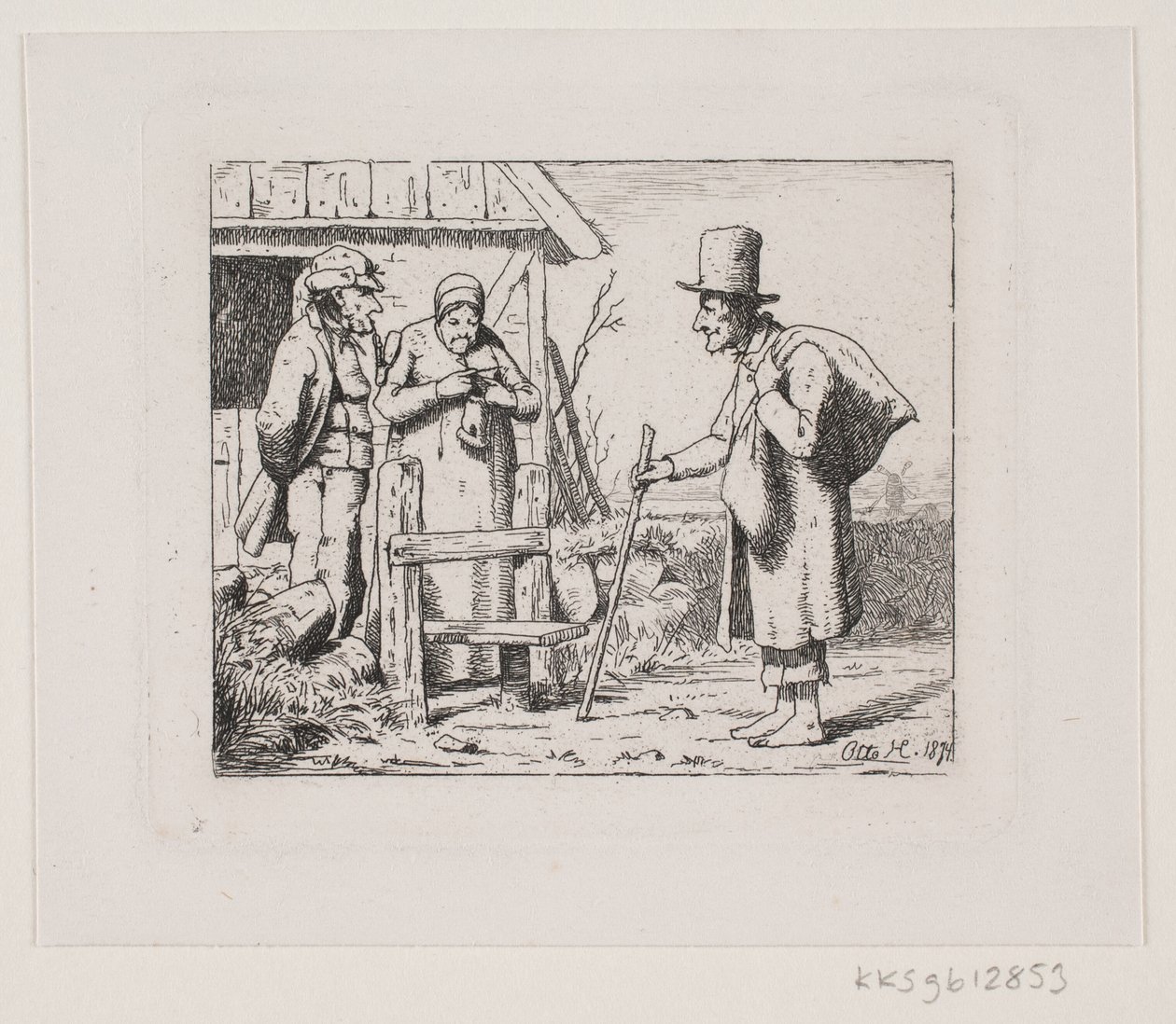 Figurer ved et bondehus af Otto Haslund