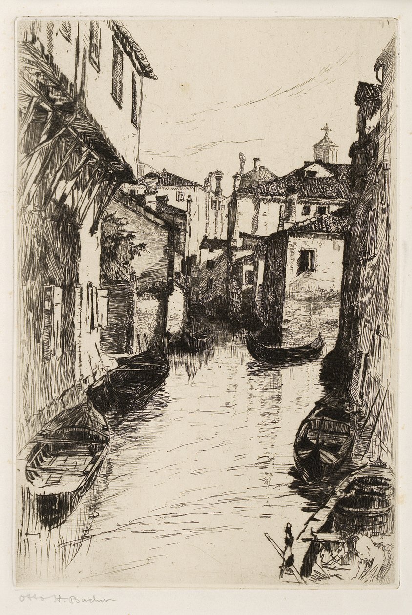 En kanal i Venedig, ca. 1880-82 (radering) af Otto Henry Bacher