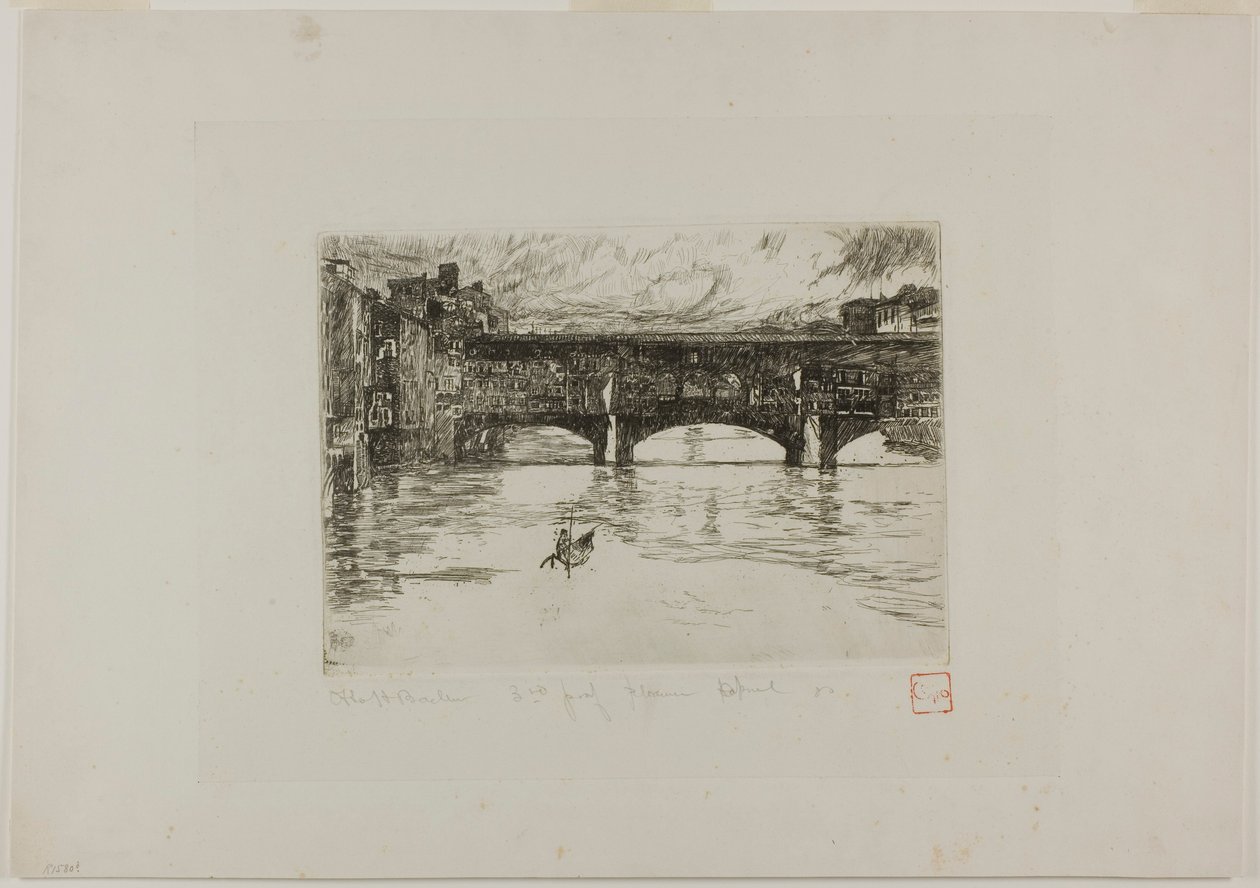 Ponte Vecchio, ødelagt plade af Otto Henry Bacher