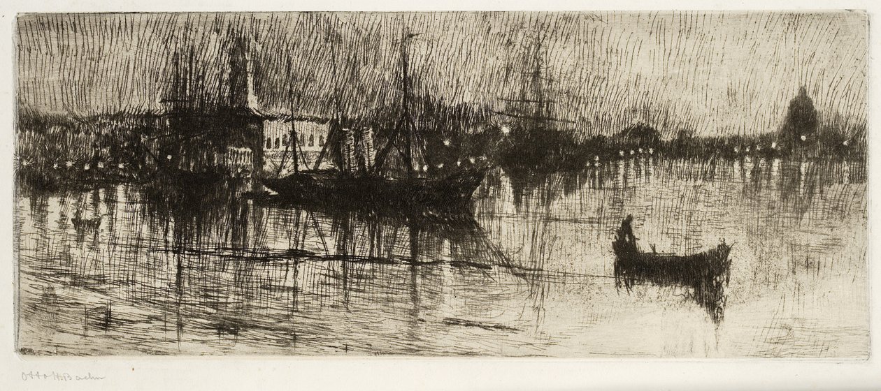 Rainy Night, ca. 1880-82 (ætsning og tørnål) af Otto Henry Bacher