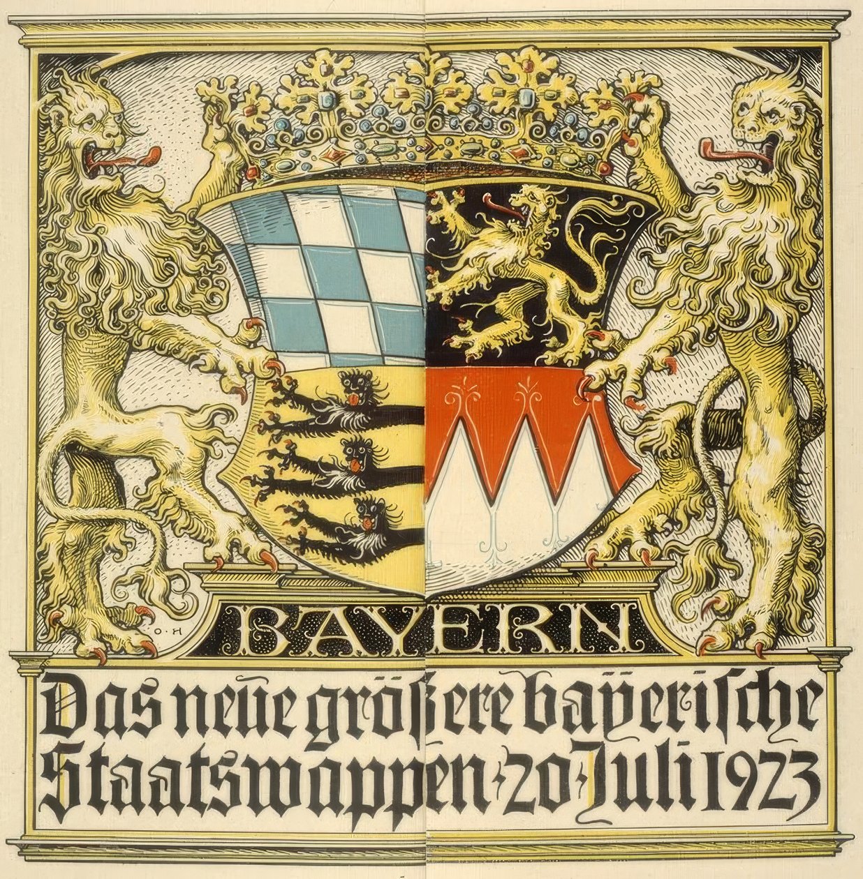 Det nye større bayerske nationalvåben, 20. juli 1923 af Otto Hupp