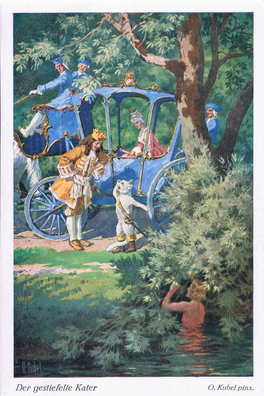 Puss in Boots (European Fairy Tale), postkort fra Tyskland af Otto Kubel