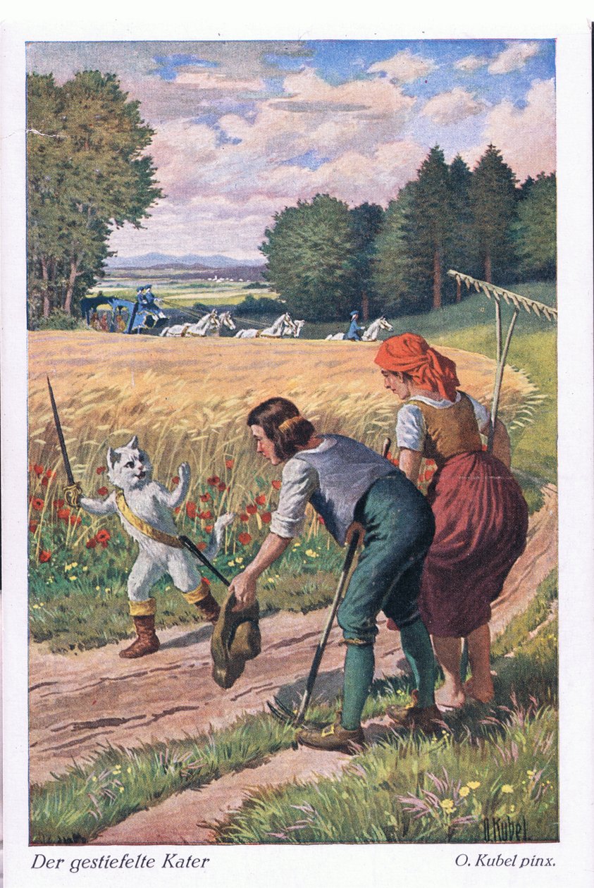 Puss in Boots (European Fairy Tale), postkort fra Tyskland af Otto Kubel