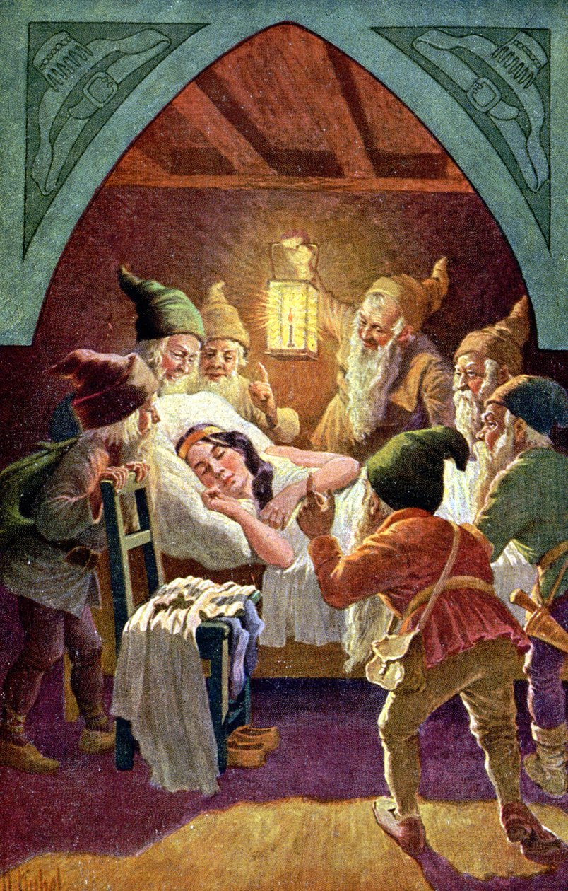 Snehvide og de syv dværge, ca. 1900 (illustration) af Otto Kubel