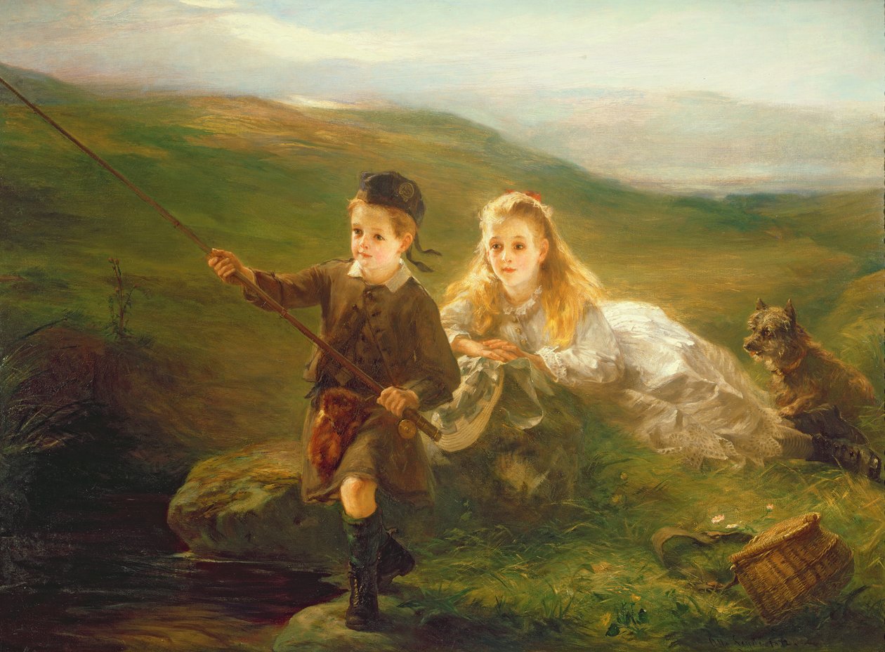 To børn på fisketur i Skotland af Otto Leyde