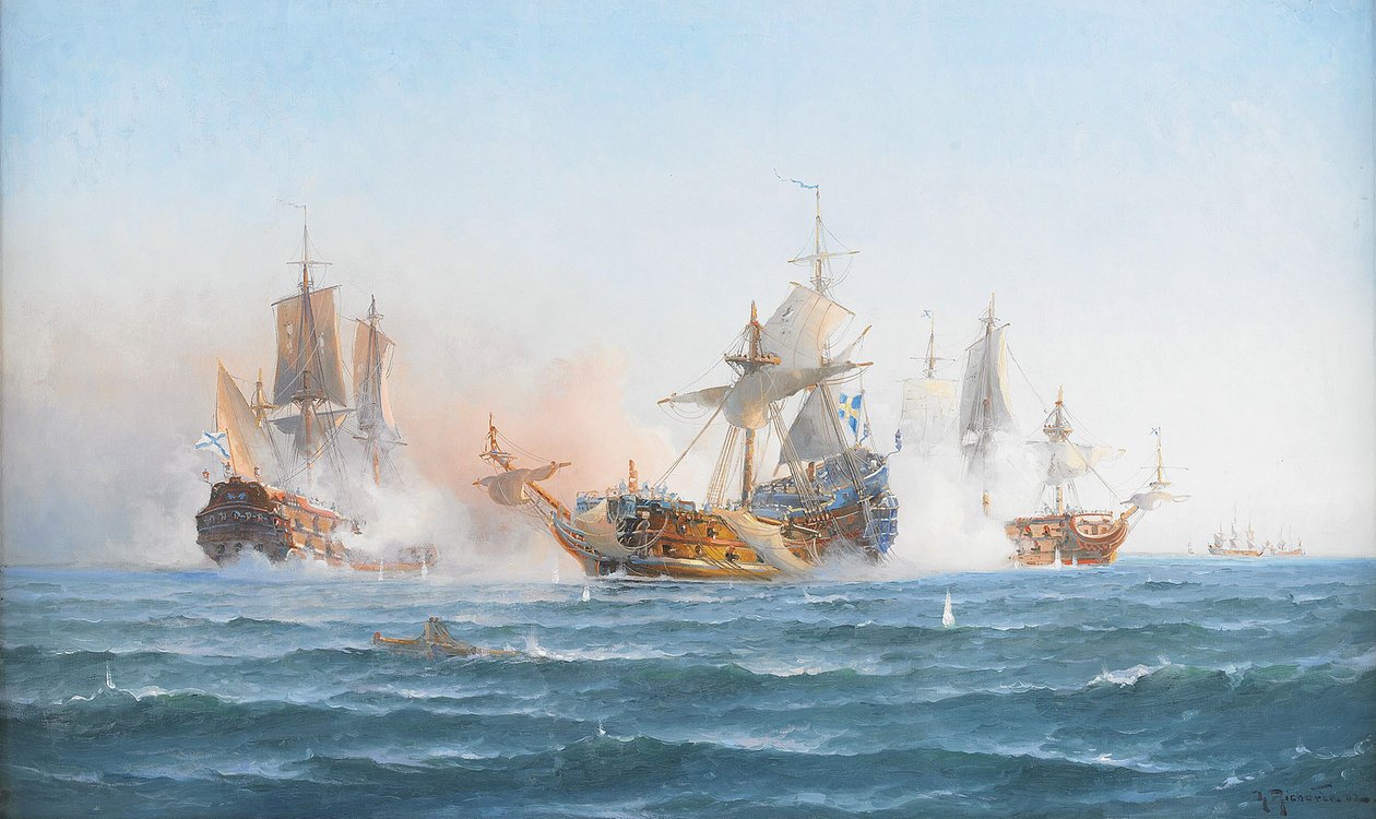 HMS Wachtmeister kæmper mod den russiske eskadron den 4. juni 1719, 1902 af Otto Ludvig Richarde