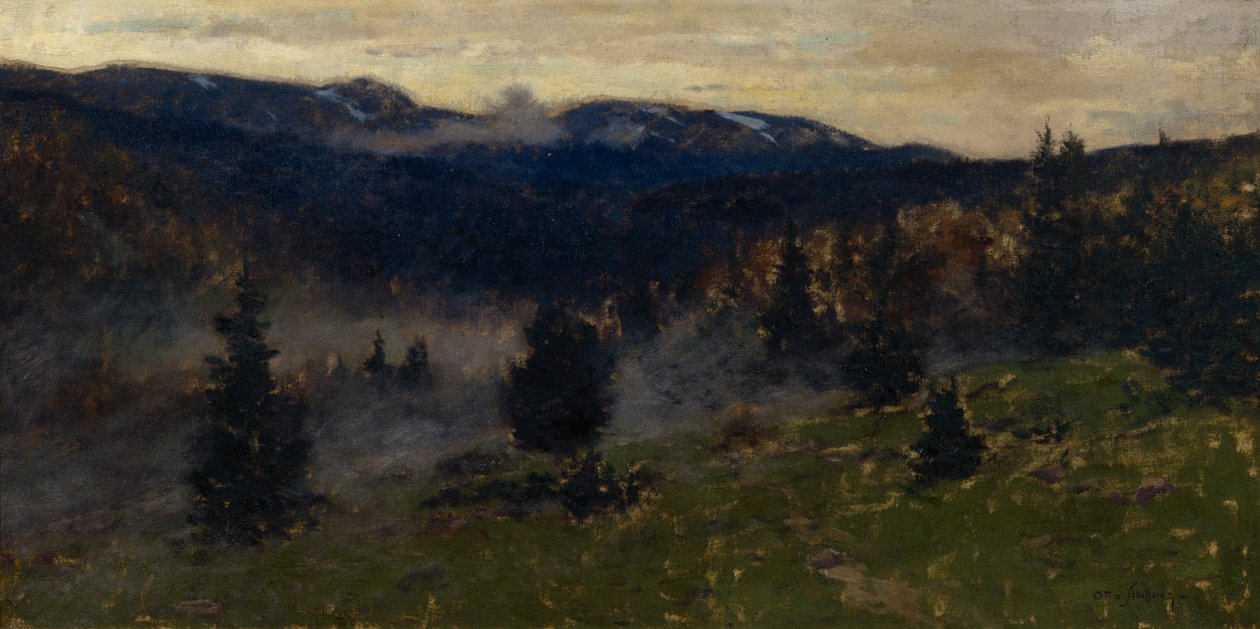 Landskab (olie på lærred) af Otto Ludvig Sinding
