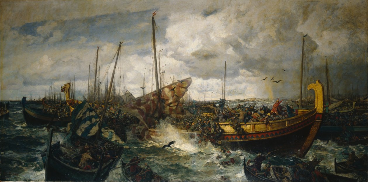Slaget ved Svolder, ca. 1883-4 (olie på lærred) af Otto Ludvig Sinding