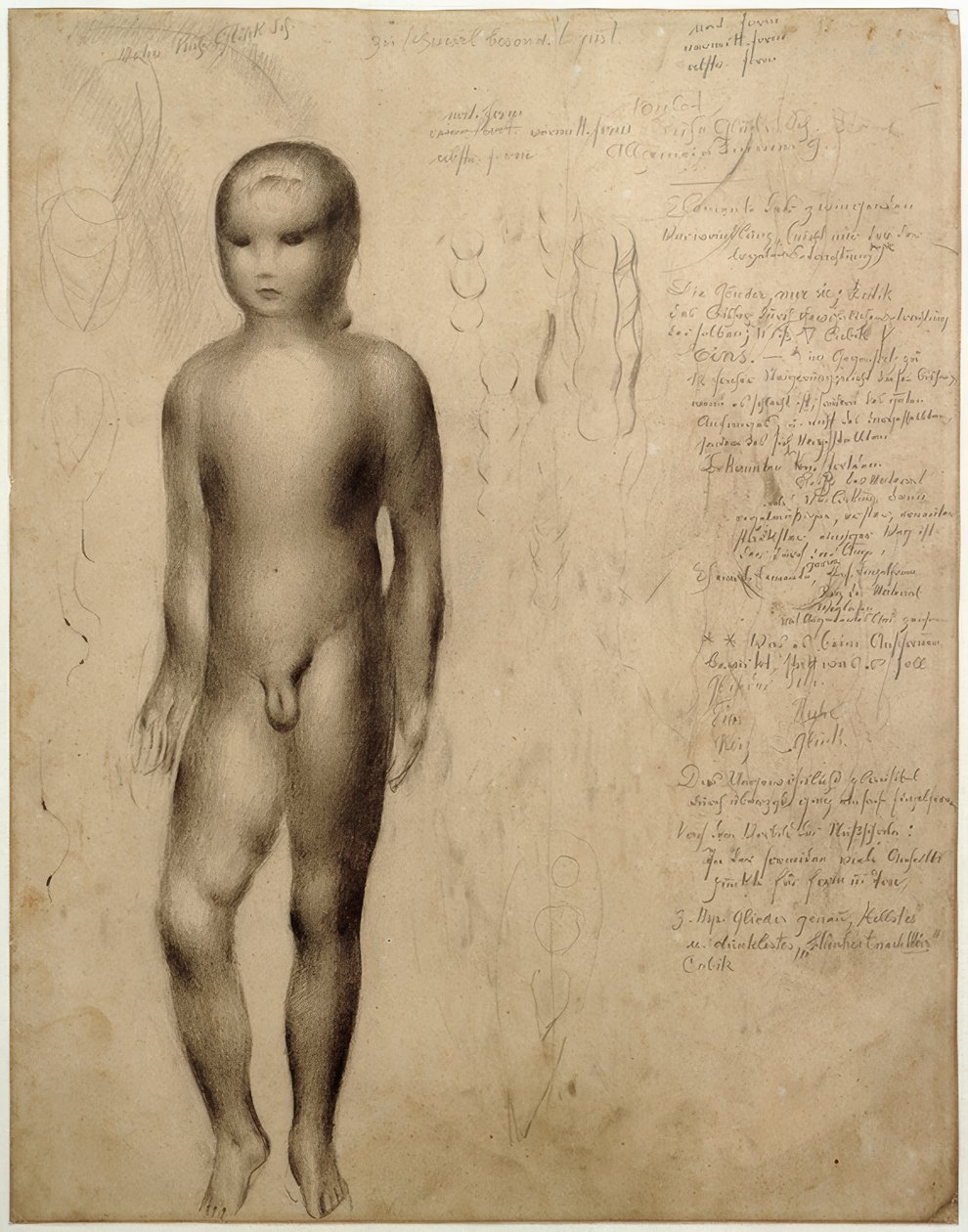 Stående mandlig nøgen. Studie af algrafi fra 1923 af Otto Meyer Amden