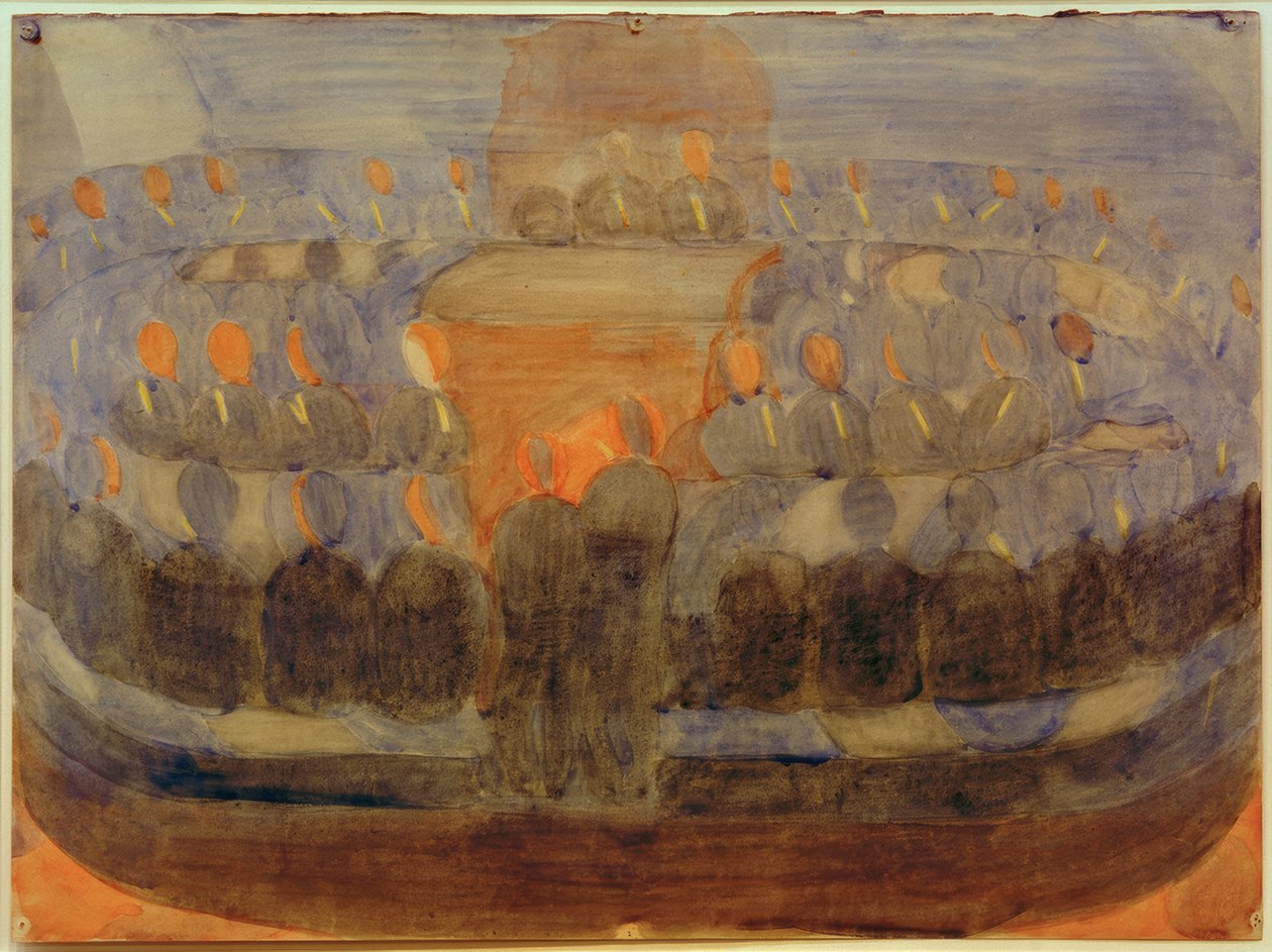 Forberedelse (bøn i spisestuen). Undersøgelse (overordnet sammensætning) af Otto Meyer Amden