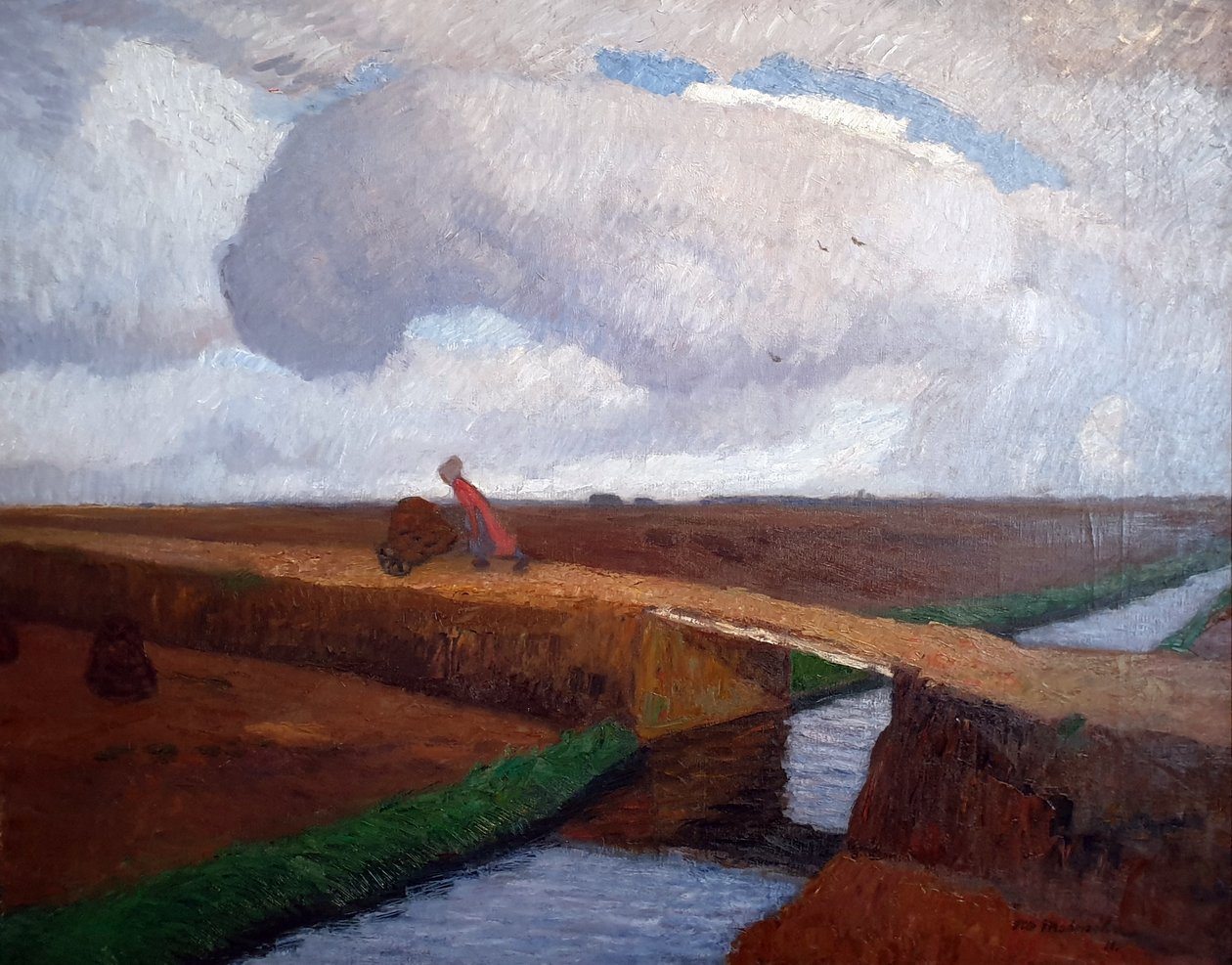 Efterårslandskab ved Nordsøkysten med kanal af Otto Modersohn
