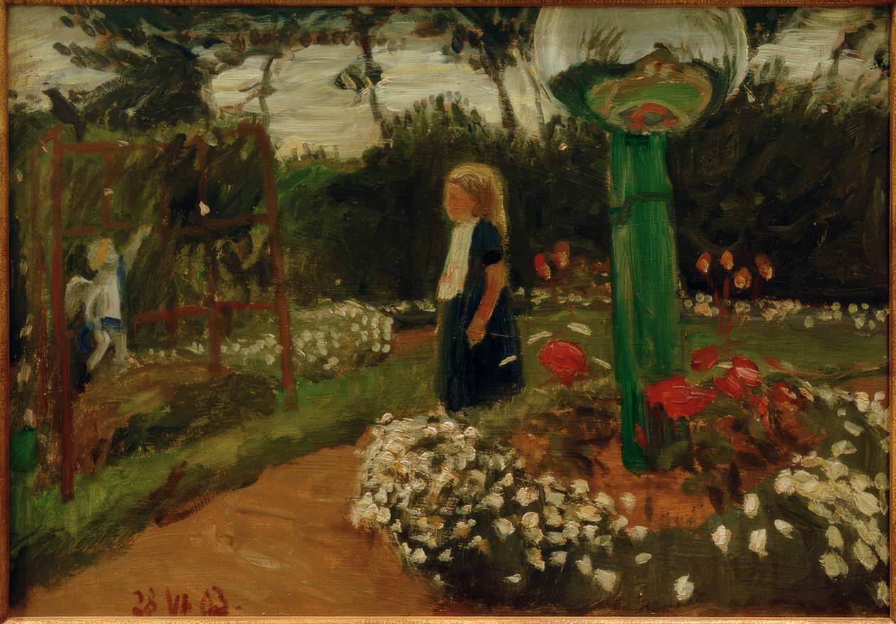 Elsbeth i haven med en glasbold af Otto Modersohn