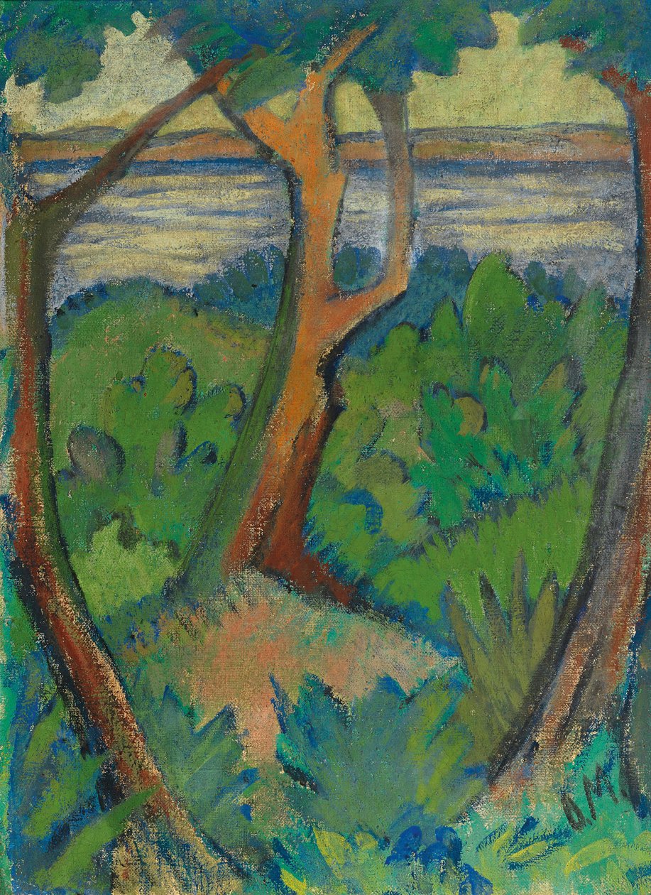 Landskab med tre træer, 1923. af Otto Mueller
