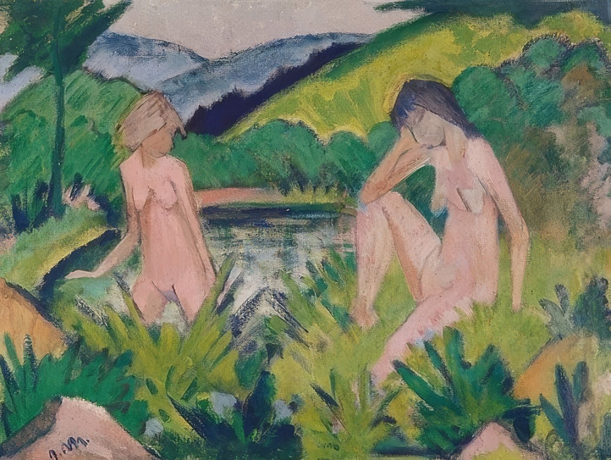 Piger ved vandet (To piger ved vandet). 1926 af Otto Mueller