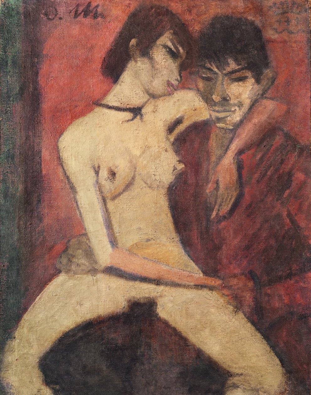 Siddende Gipsy Lovers, 1922 (se 274040 for verso) af Otto Mueller