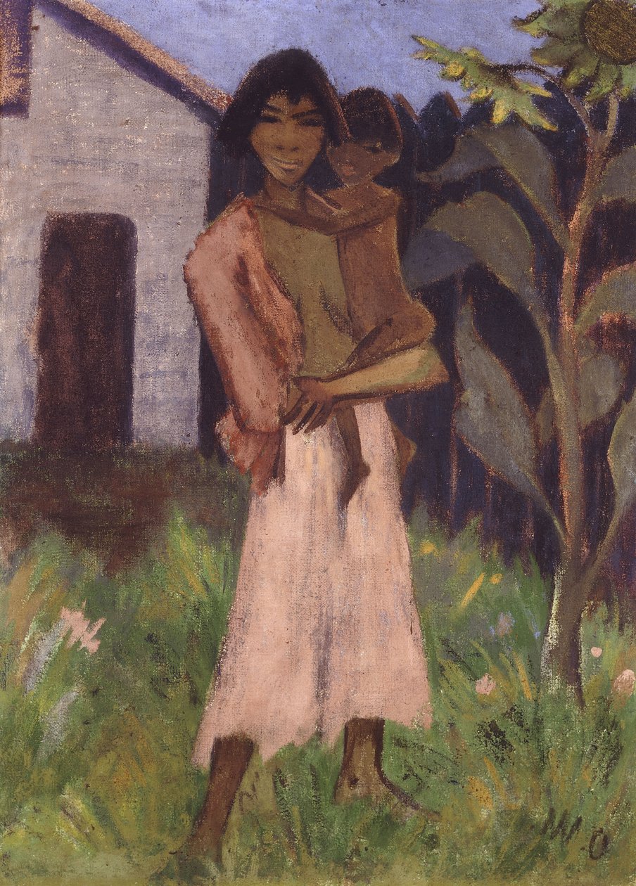 Stående sigøjner med børn; Stående sigøjnerkvinde med barn, 1927 af Otto Mueller