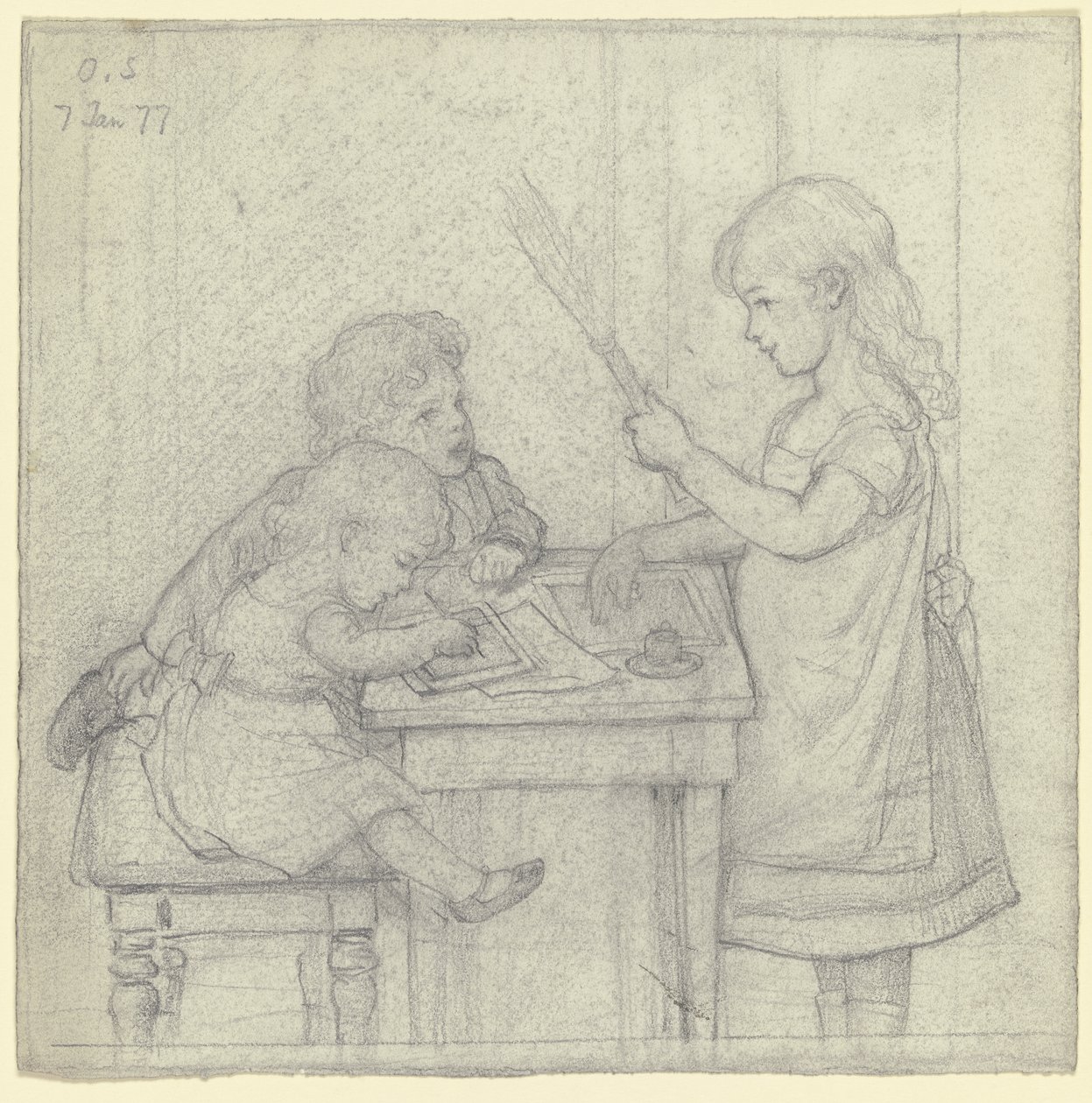 Iscenesat skole-scene af Otto Scholderer