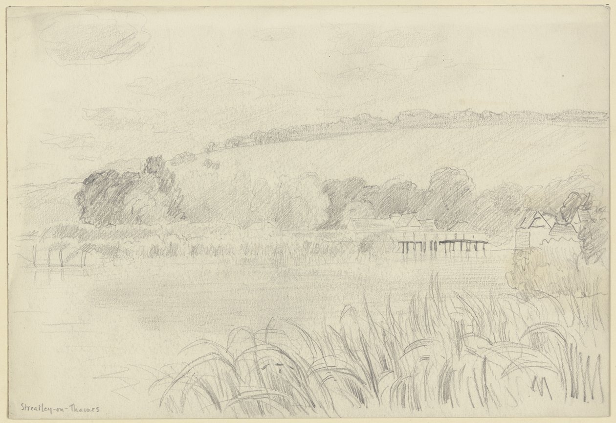 Flodlandskab ved Streatley-on-Thames af Otto Scholderer
