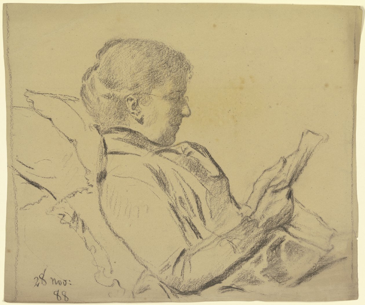 Luise Scholderer, der læser avis af Otto Scholderer