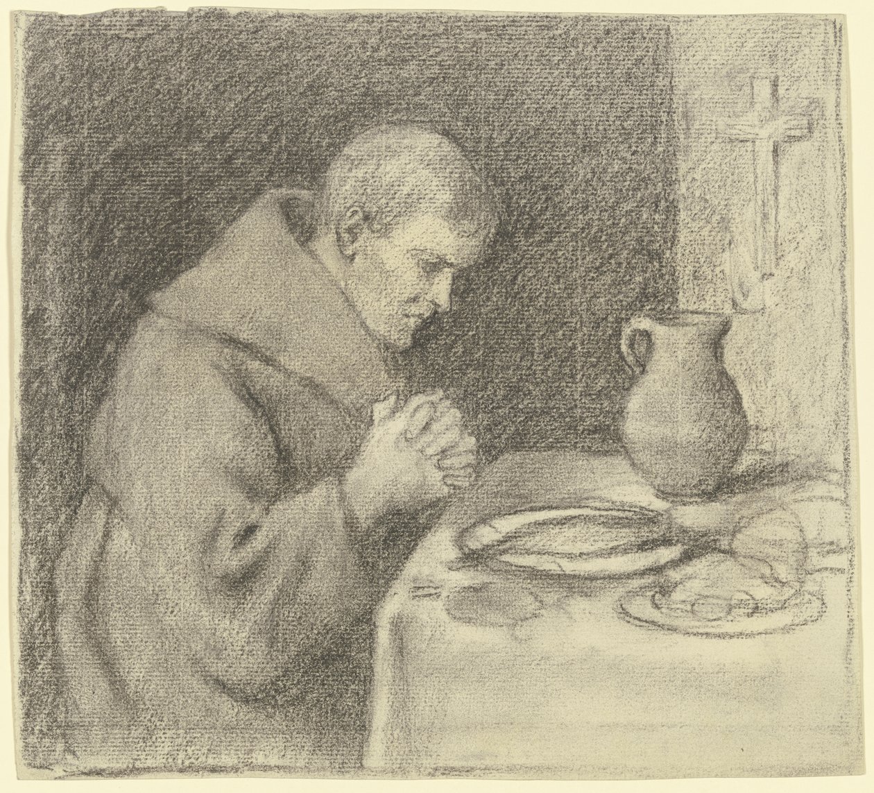 Munk under bordbønnen af Otto Scholderer