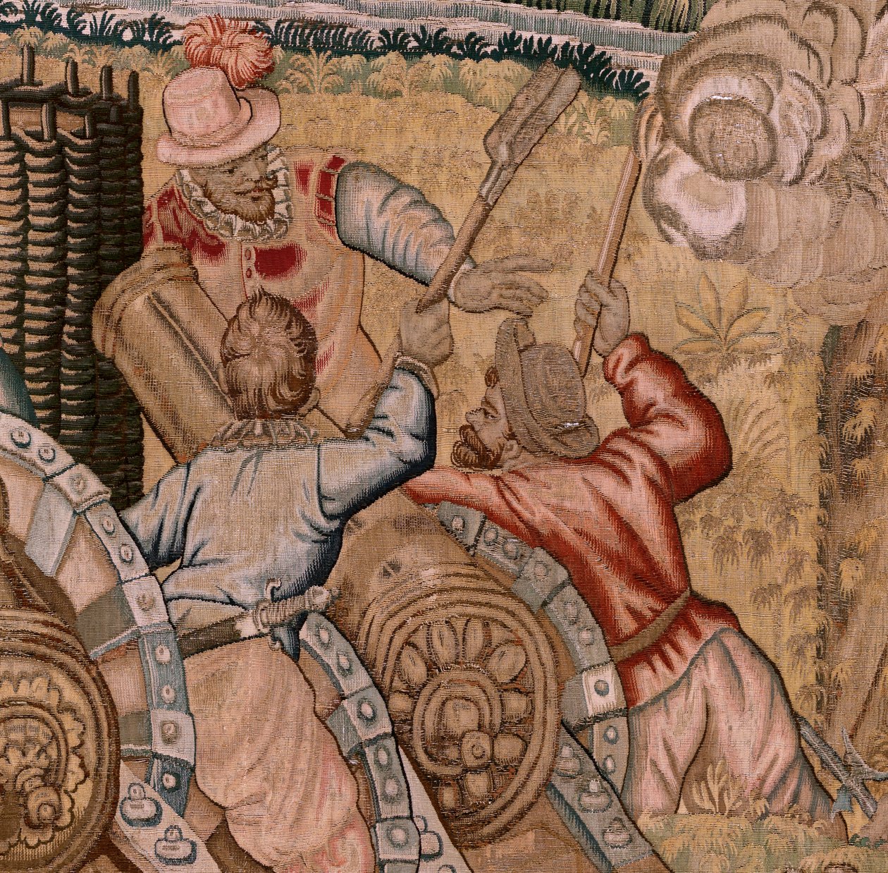 flamsk gobelin. Serie triumfer og slag af ærkehertug Albert. Indtagelsen af byen Hulst (Toma de la Plaza de Hulst). Syvende gobelin i serien. Model Otto van Veen og Hans I Snellinck. Fremstilling Martin Reynbouts, Bruxelles af Otto van Veen