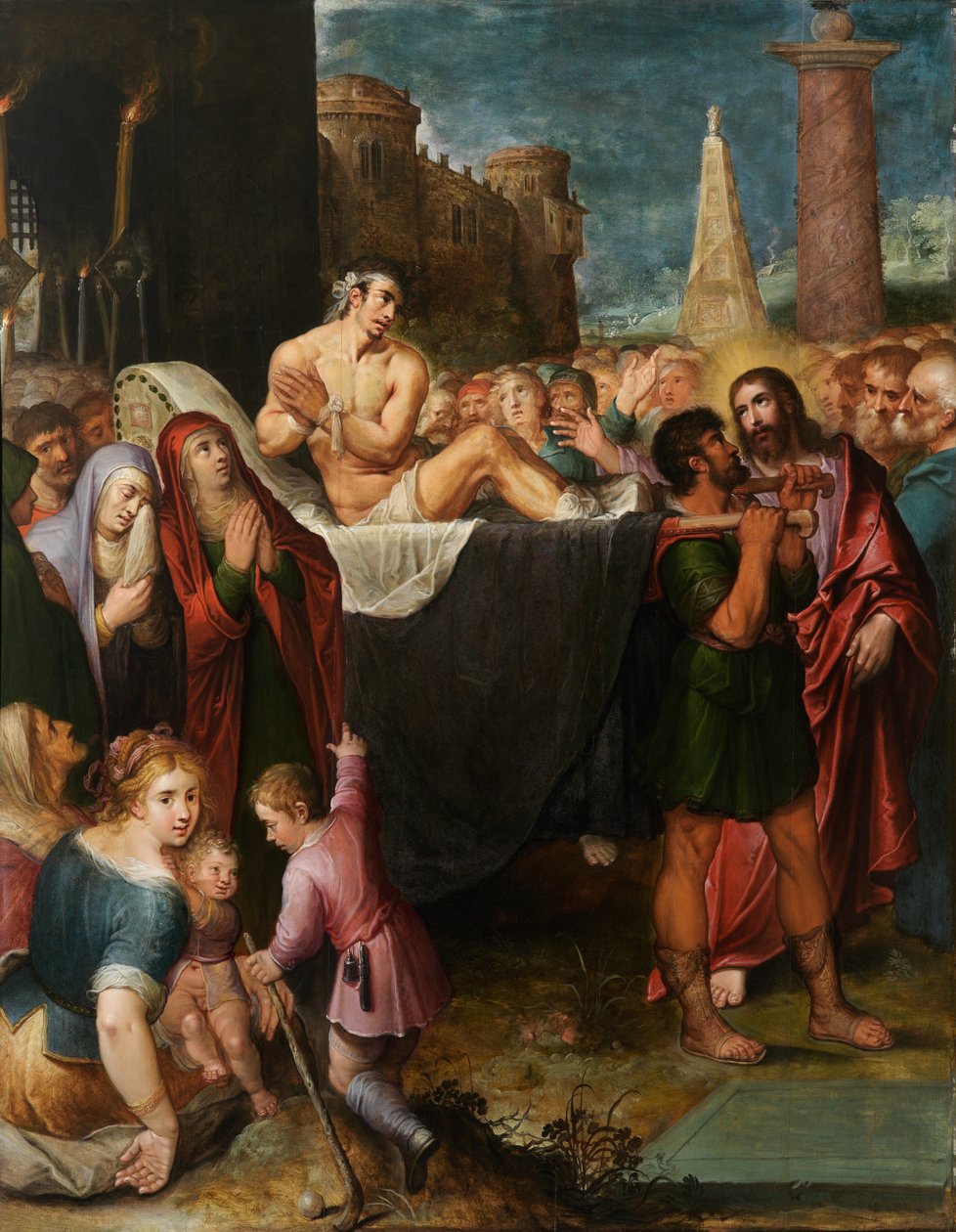 Genoplivning af den unge mand fra Nain (olie på panel) af Otto van Veen