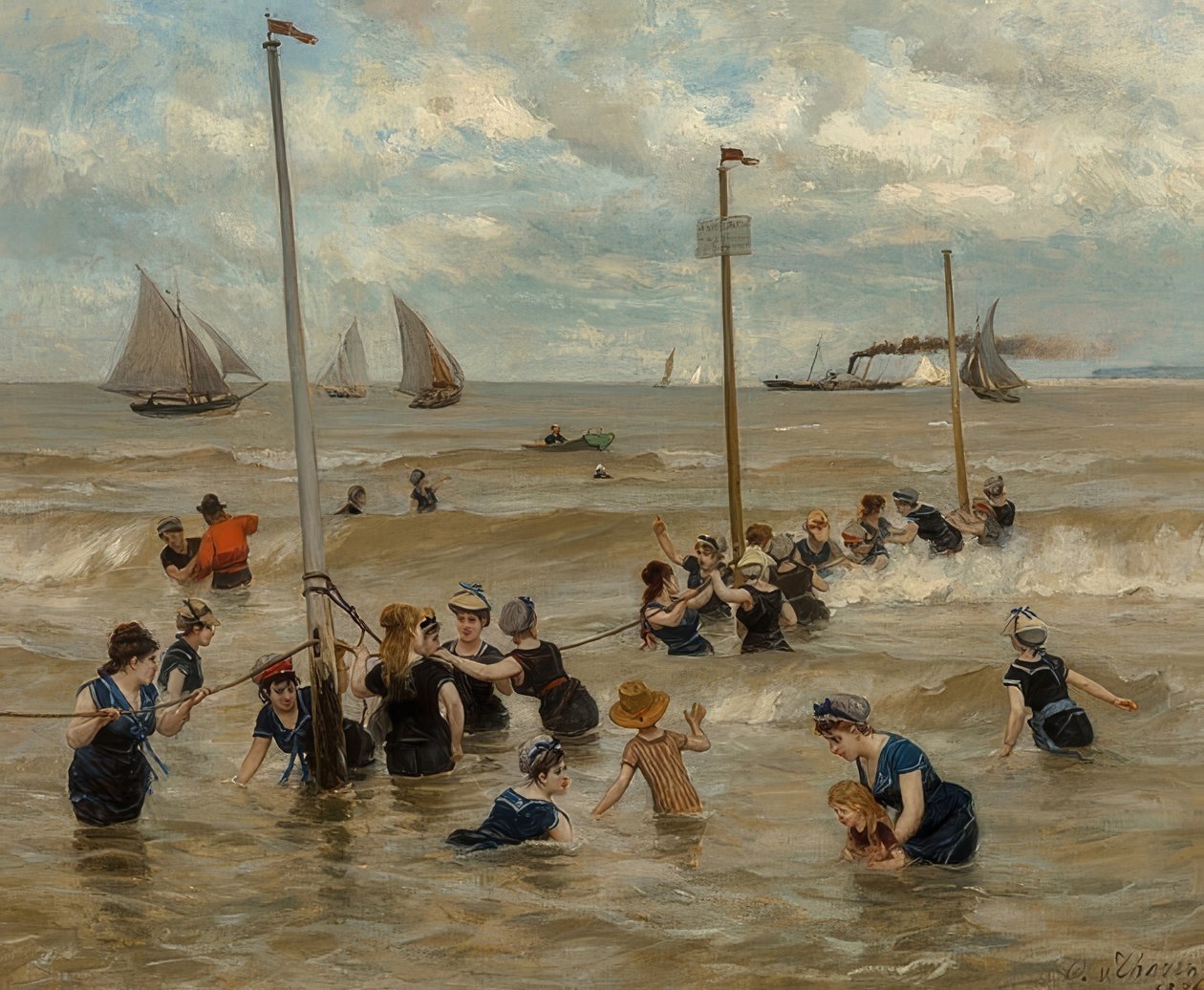 Svømme i havet. 1876 af Otto von Thoren