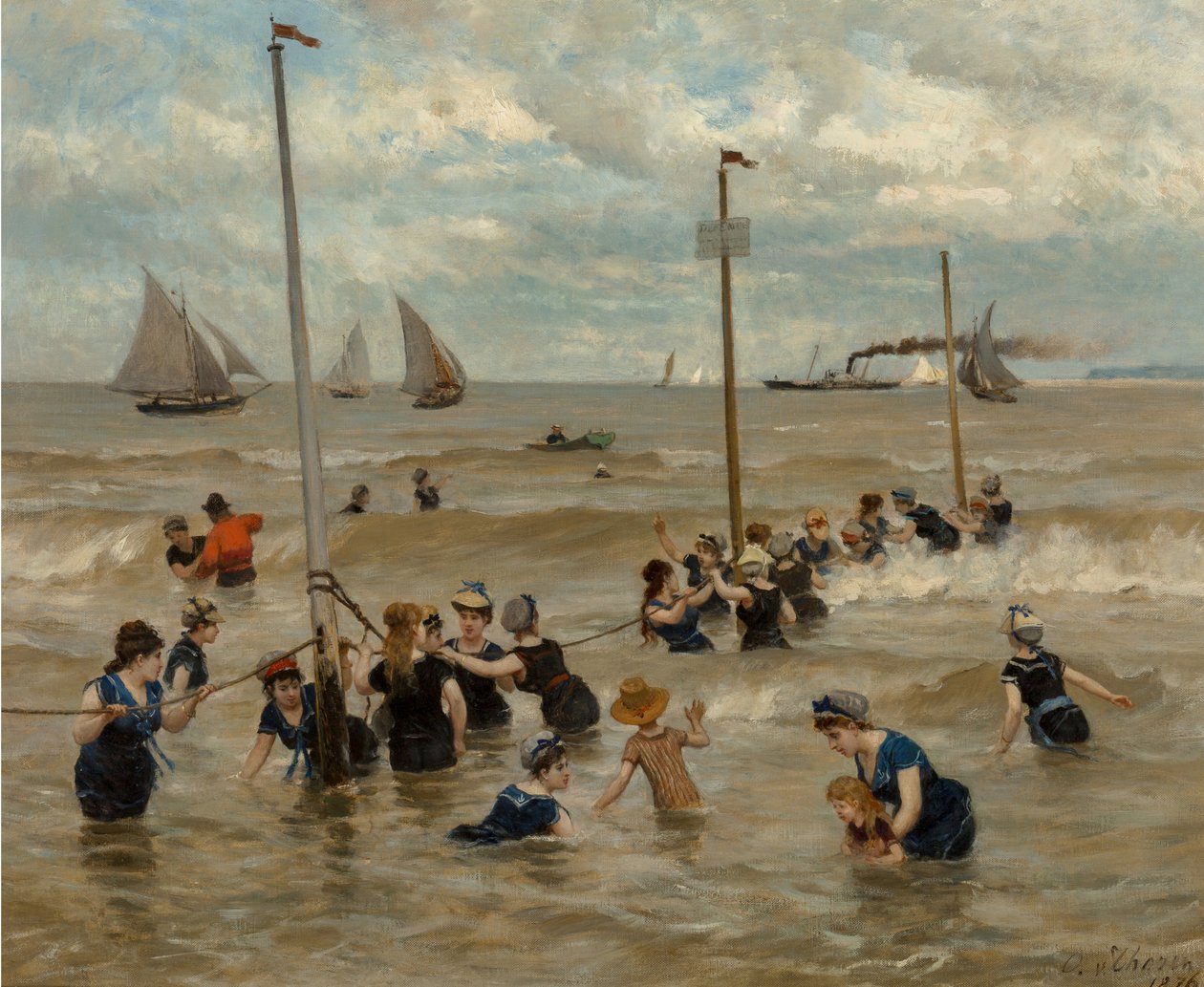 Badning ved havet, 1876. af Otto von Thoren