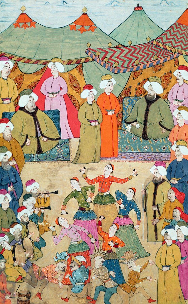 En dans til glæde for sultan Ahmet III (1673-1736) fra "Surnama", 1720 af Ottoman School