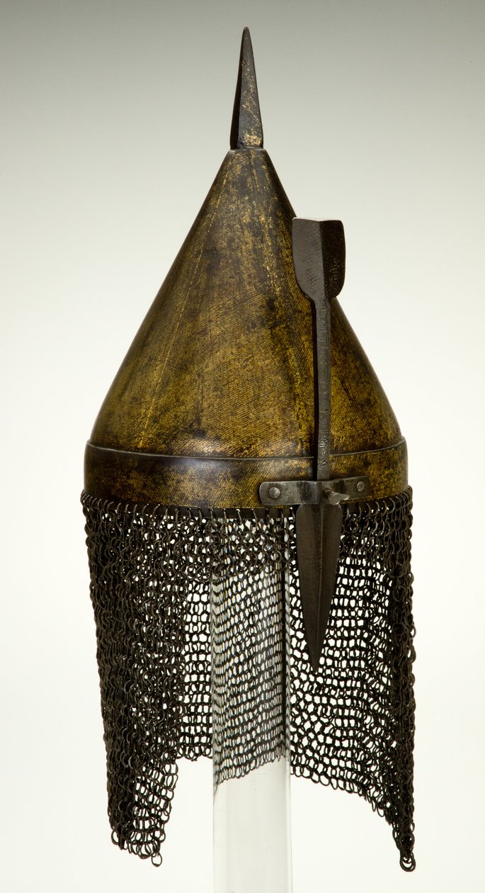 Hjelm, måske 1500-tallet, modificeret i 1800-tallet (russet jern med forgyldning) af Ottoman School